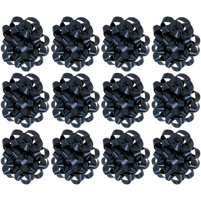 The Gift Wrap Company Decorative Confetti Gift Bows, Medium, Black, pack of 12