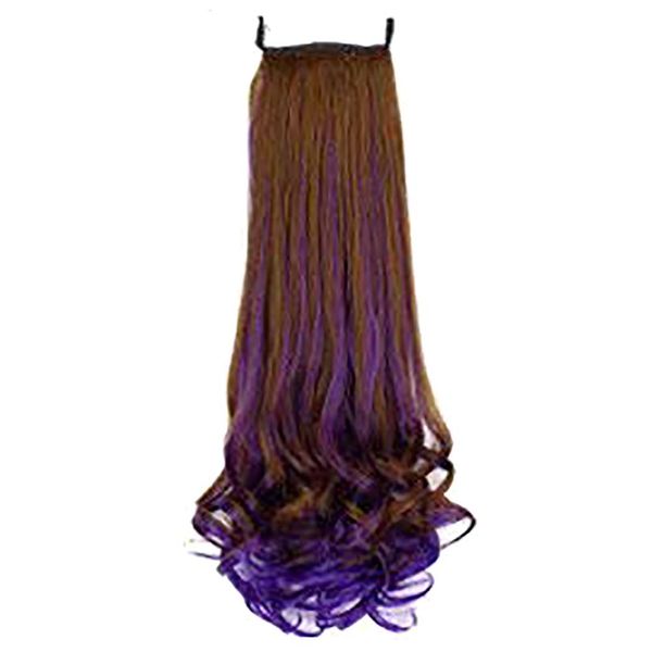 ZooooM 12 Colors Colorful Gradient Color Wig Long Hair Perm Curl Part Tail Part Cosplay (Light Brown × Purple) ZM-WIG1547-LBRPP