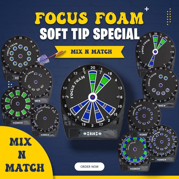 Focus Foam Soft Tip Dartboard Training Pads FULL SET 15.5"