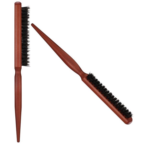 Xinzistar 2 Stück Teasing Hair Brush Boar Bristle Tail Comb, Wildschweinborsten Haarbürste für langes, Dickes, lockiges, welliges, trockenes oder geschädigtes Haar