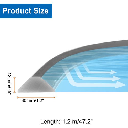 uxcell 47" Collapsible Shower Barrier Stopper 0.5" High Self-Adhesive Shower Water Splash Guard Blocker for Bathroom Kitchen Wet and Dry Separation, Grey (Solid, Triangle)