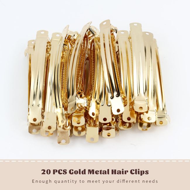 Cinaci 20 Pack 10cm/4" Simple Plain Blank DIY Caft Gold Metal French Hair Barrettes Snap Hair Clips Clasps for Women Girls Teens Hair Accessories (4 Inch)