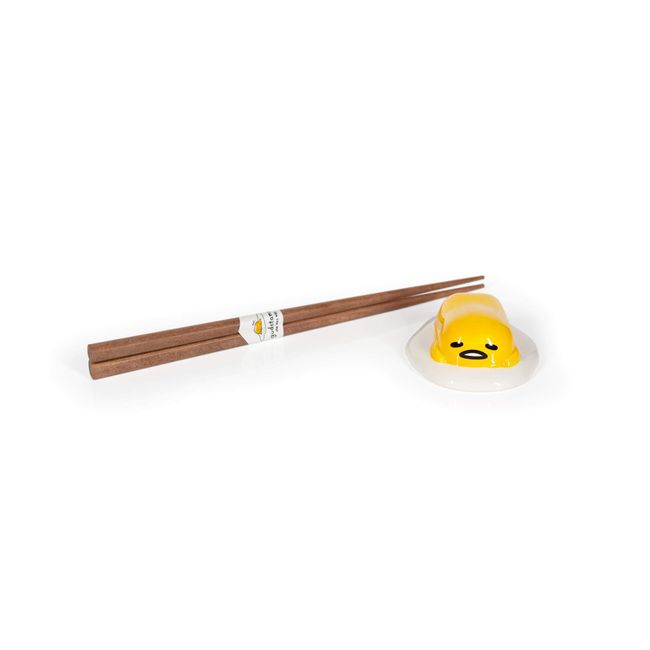 Gudetama The Lazy Egg Chopstick Set & Ceramic Holder | Reusable Chopsticks Set