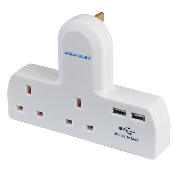 Pro Elec 15130pl - Adaptor Plug (2 Gang USB)