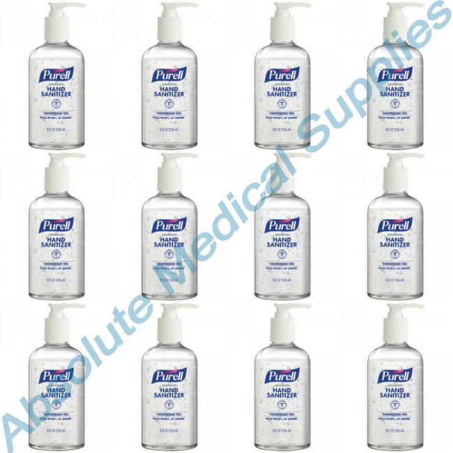 *12-Pack* Purell Advanced Hand Sanitizer 8oz Gel Pump Round Bottle 4040-12-S