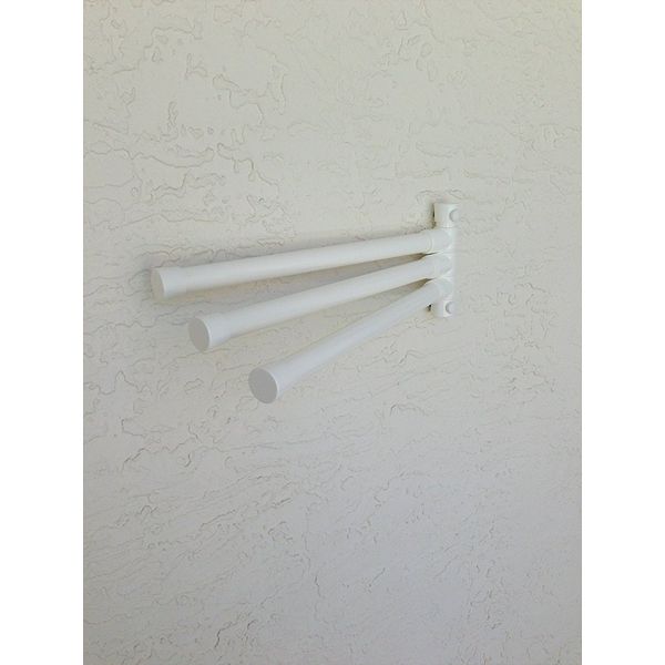 Patio Towel Holder Rack, Wall-Mount, 3 Bar (White)