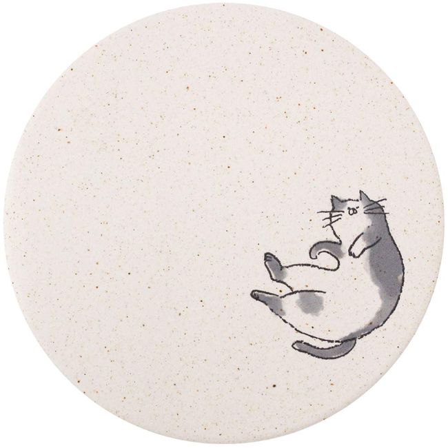 &NE NRS-116-HN Diatomaceous Earth Coaster Cat Pattern, Made in Japan