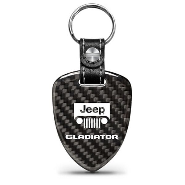 Jeep Gladiator Real Black Carbon Fiber Large Shield-Style Key Chain