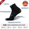 Running Socks for Men Black HUSO Stretchy Plantar Fasciitis Arch Support Ankle Compression Socks 3 Pairs, One Size
