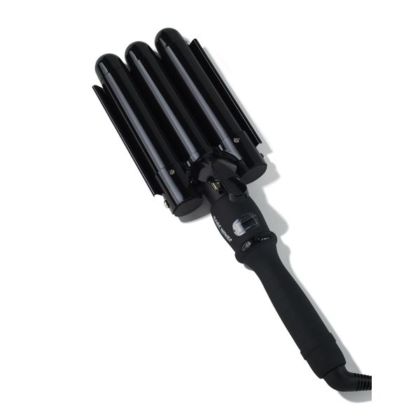 Trademark Beauty Three Barrel Hair Waver, Curling Iron, 1.1 Inch, Beachy Waves, Adjustable Temperature Hair Curler, Babe Waves Limited Edition - Black