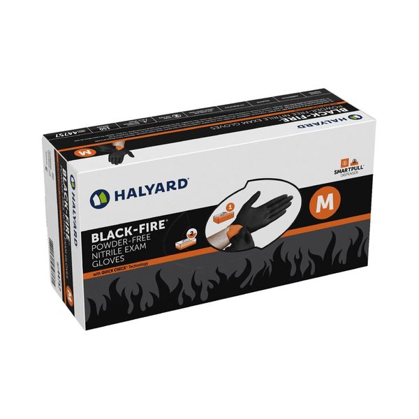 Halyard Black-Fire 44757 Medium Nitrile Exam Gloves 1500/Case