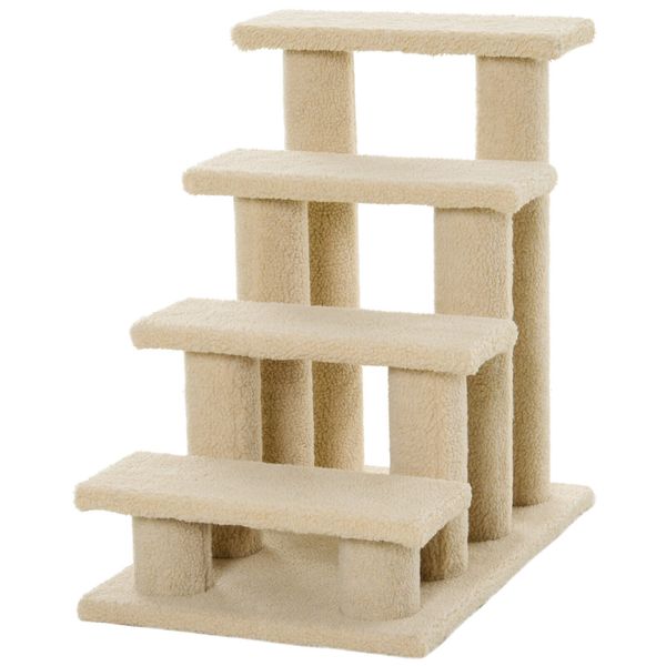 25" 4-Step Multi-Level Particle Board Carpeted Cat Scratching Post Pet Stairs