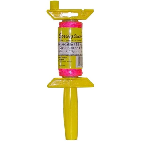 6 Pack Stringliner II 25062 Stringliner Pro Reel with 125' Braided Fluorescent Pink #18 Construction Line, Reloadable
