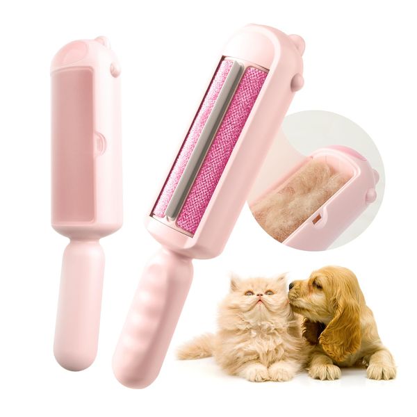 Baytion Pet Hair Remover Roller, Reusable Cat Hair Remover - Self-Cleaning Dog Hair Remover for Couch Furniture, Rugs, Car Seats, Bedding and Sofa，Light and Portable，Pink