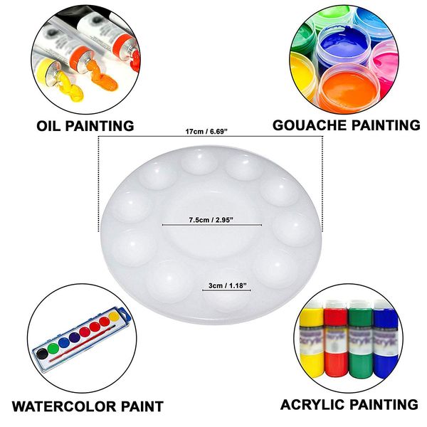 Artist 10 Well Round Plastic Paint Palette (2)