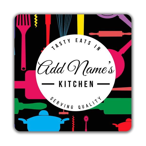 Shopagift Personalised Tasty Eats in Kitchen Serving Quality Coaster 9cm x 9cm