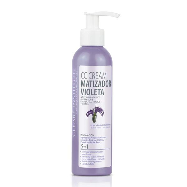 Clearé Institute Violet Mattifying CC Cream | Opacizzante viola che neutralizza i toni indesiderati nei colpi di sole, nei biondi e nei grigi | 95,8% ingredienti di origine naturale. 200ml