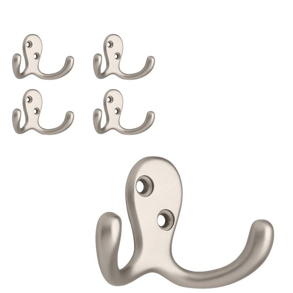 Franklin Brass FBDPRH5-MN-C 1-4/5 in. Double Wall Hooks in Matte Nickel (5-Pack)