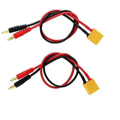 Yiqigou 2pcs XT60 XT60 Plug Male Connector to 4mm 4.0mm Banana Plug Bullet Connector Charging Extension Cable Cord Lead with 30cm 14AWG Silicone Wire