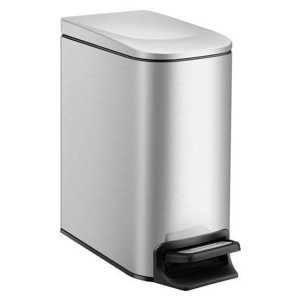 Slim Bathroom Trash Can with Lid Soft Close 6 Liter / 1.6 Gallon Stainless St...