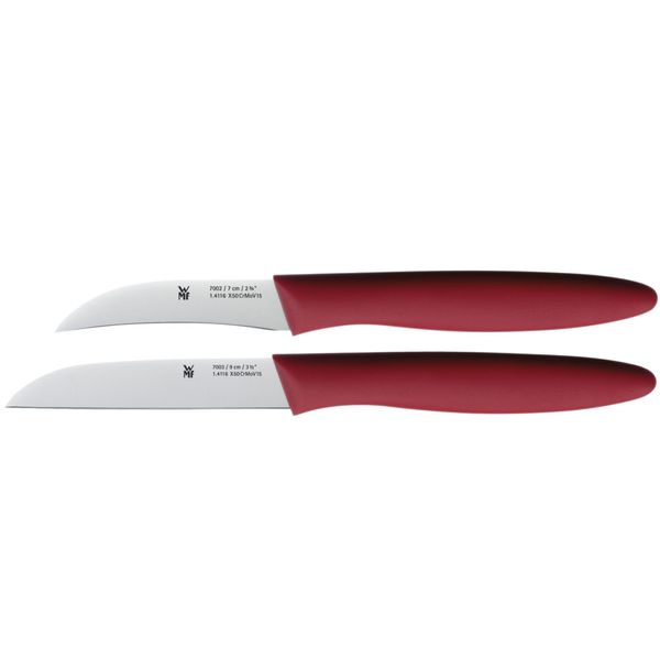 WMF Knife Set of 2 with Paring Knife, Vegetable Knife, Special Blade Steel, Plastic Handles, Red