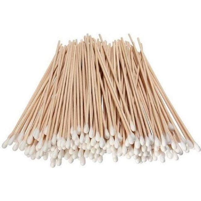 CAA Trading 200 x Extra Long Cotton Medical Swab 6" Wooden Handle Makeup Applicator Bud Stick 15cm (200 swabs)