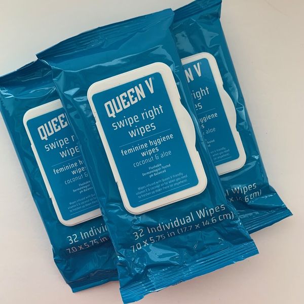 NEW (3 PKGS) Queen V Feminine Hygiene Wipes Coconut Aloe Flushable pH Balanced