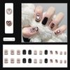 NIUANIUA Short, False Nails, Cute, Round Tips, Fashion, 3D Nails, Popular, Black, 12 Sizes, Pack of 72 Pieces, Black & Star Print