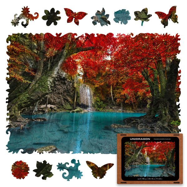 UNIDRAGON Nature Series Erawan Falls Wooden Puzzle, Small, 125 Pieces