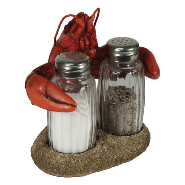 Rivers Edge Products Salt and Pepper Shakers Set, Unique Poly Resin and Glass Spice Dispenser, Novelty Kitchen Counter Decor, Crawfish