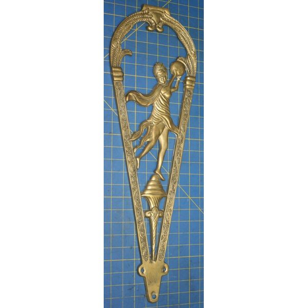 Vintage Ornate Brass Peacock Cherub Lady Fireplace Screen Front frame part