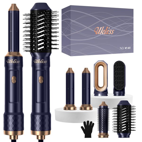 UKLISS Haarstyler 6 in 1, Hair Styler Set mit Air Auto-Wrap Hair Styler Lockenstab, Airbrush, Ionen Haartrockner, Stylingbürsten, Haarglätter Bürsten, Multistyler Geschenke Set für Frauen, Family