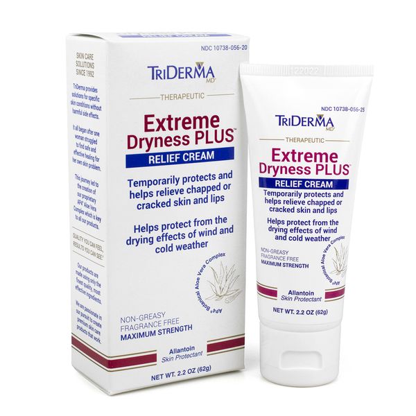 TriDerma Extreme Dryness PLUS Relief, Dry Skin Cream – Therapeutic Skin Protectant, Non-Greasy, Fragrance-Free, Maximum Strength Cream for Dry, Cracked Skin - 2.2 Ounces