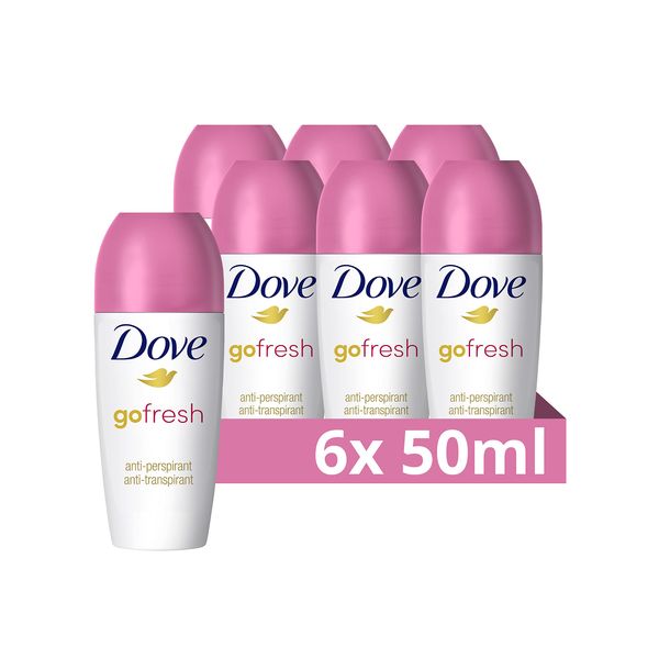 Dove Advanced Care Go Fresh Pomegranate Scent Anti-perspirant Deodorant pack of 6 with Triple Moisturising technology roll-on for 48 hours of protection 50 ml