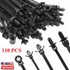 110X Automotive Push Mount Cable Zip Ties Assorted Sizes Self-Locking Wire Cable