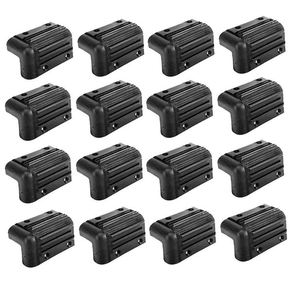 16 Pcs Plastic AMP Audio Stackable Corner Heads Speaker Amplifier Cabinet Protector Black 57x33x19 mm