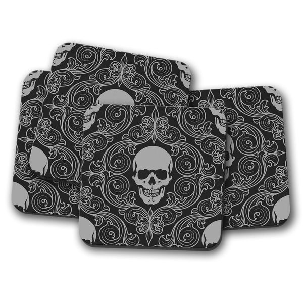 4 Set - Scary Skulls Coaster - Halloween Pattern Tattoo Boys #12804