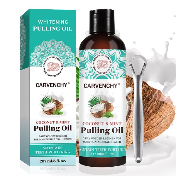 KDJXZ Oil Pulling Coconut Oil Coconut Oil Pulling Oil Pulling Mouthwash Virgin Coconut Oil Peppermint Oil Natural Mouthwash Helps with Bad Breath Freshens Mouth Healthier Gums 237ml