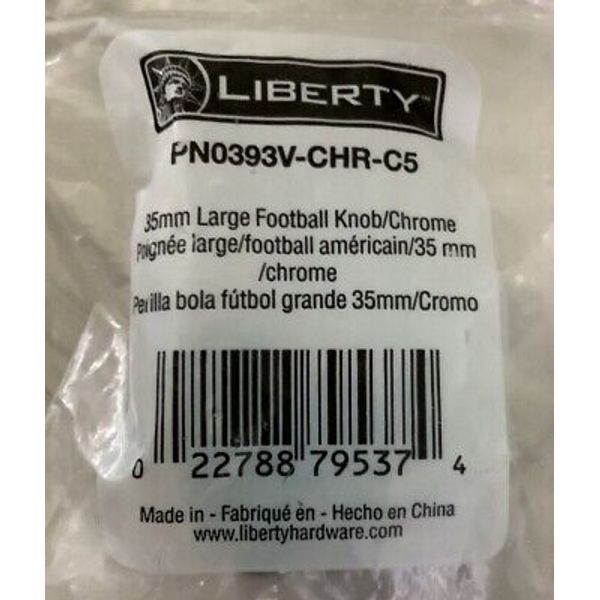 Liberty PN0393VCHR -C5 35mm Large Football Kitchen Cabinet Knob CHROME .NEW