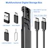 Multi USB Charging Adapter Cable Kit, USB C to Ligh-ting Adapter Box, Conversion Set USB A Type C Lightn-ing Micro Adapter Kit,60W Charging and Data Transfer Cable Kit Sim Tray Eject Tool Slots