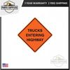 RUNR48-SO High Visibility Warning Solid Sign 48" x 48" TRUCKS ENTERING HIGHWAY