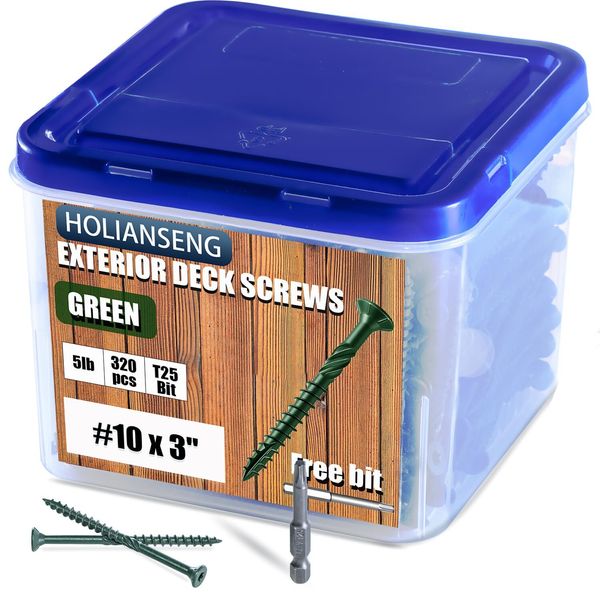 3" #10 Deck Screws Rust Resistant Green Epoxy Coated 5lb Torx T25