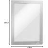 Durable DURAFRAME Self-Adhesive Magnetic Frame | A5 Format In Silver | Pack of 2 Frames | Document Frame for Professional Internal Signage