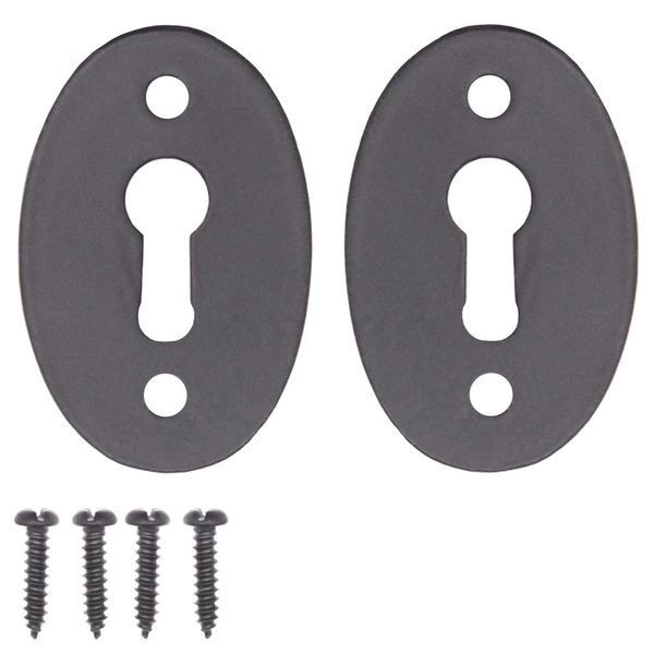 EAI Oval Keyhole Cover Escutcheon | 51x34mm | Black Antique Iron | Pack of 2