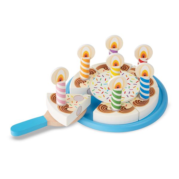 Melissa & Doug Geburtstagskuchen Aus Holz | Rollenspielzeug | Spiellebensmittel für Kinder | 3+ | Geschenk für Jungen oder Mädchen