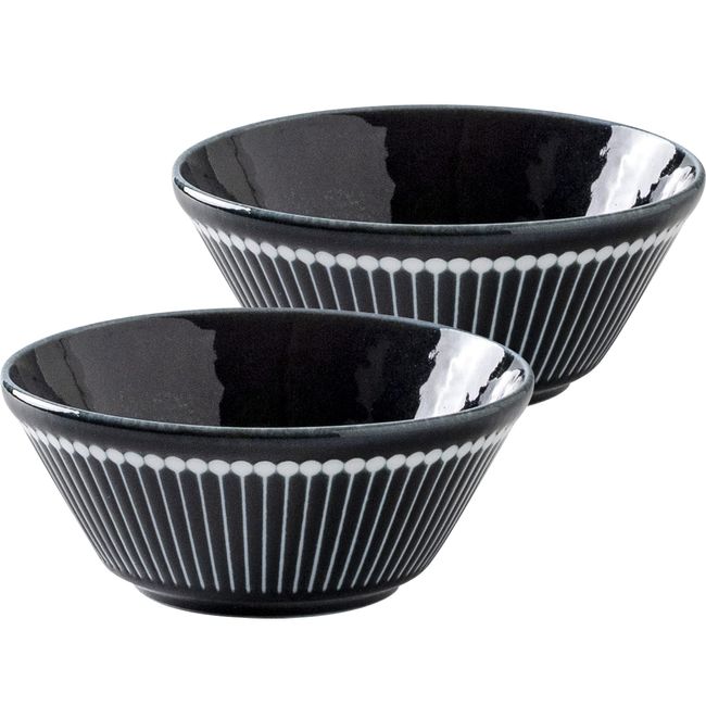 Minoru Pottery Mino Ware Albee 105 Pack Bowl, Navy, Set of 2