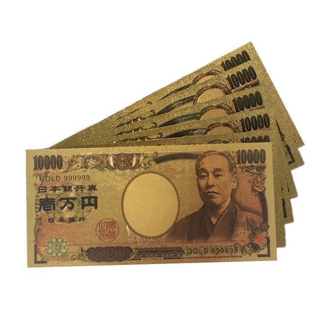 Kingsie Feng Shui Bills Set of 6 Replica Money Luck Up, Gold (GOLD999999 Zoro Eyes), Money Luck Amulet, Lucky Item, Version (10,0000 Yen Bill)