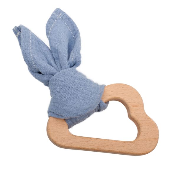 Childlike Behavior Wooden Cloud Teether - 3x3-Inch Wooden Teething Ring with Soft and Hard Surfaces and Drool Absorbent Cloth - Wooden Teether for Baby's Teething and Develop Hand-Eye Coordination