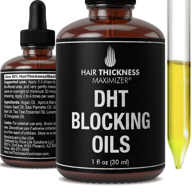 DHT Blocker for Men, DHT Blocker for Women Hair Growth Serum For Hair Thickening + Moisturizing. Vegan Hair Growth Oil Scalp Treatment For Dry, Frizzy, Weak Hair and Hair Loss 1oz