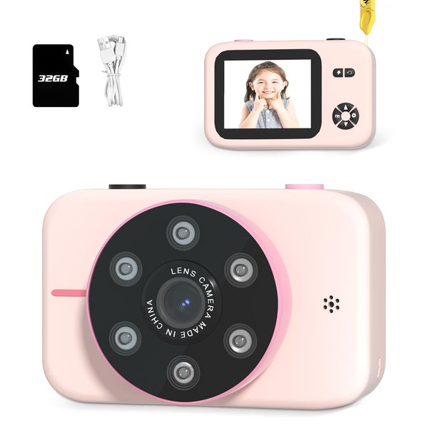 Makolle Kids Camera, Christmas Birthday Gifts for Boys and Girls Age 3-8,Video Cameras for Kids 8-12,Childrens Digital Camera for vlogging Portable Kids Selfie Camera with 32GB SD Card Pink